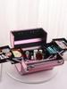 Makeup Box Cosmetic Organizer Oversized with Nail Tray Portable Makeup Organizer Makeup Carrying Case
