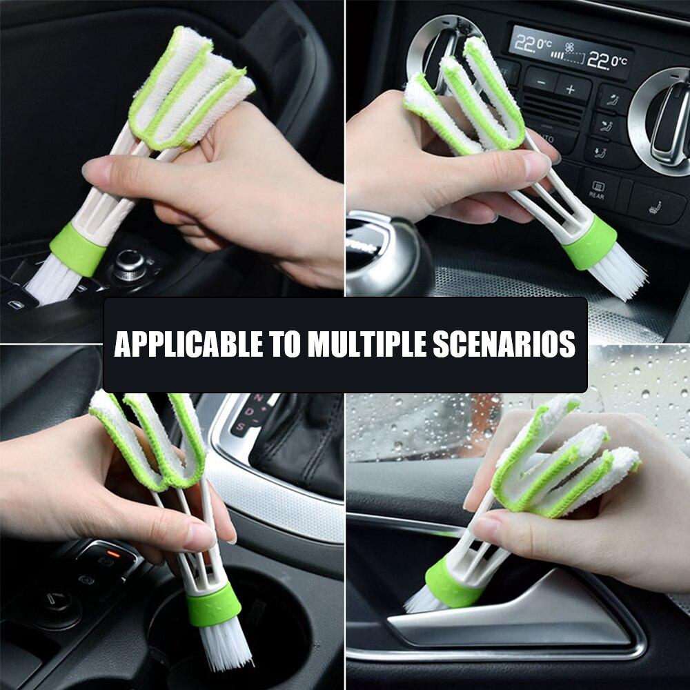 Multifunction Car Air Vent Cleaner Mini Double-end Micro Fiber Vent Duster Removable Cloth Cover Portable Cleaning Brush For Car