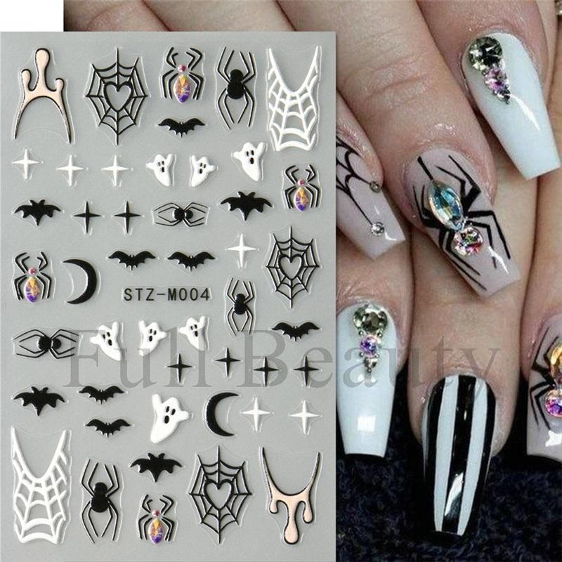 New nail art stickers Halloween micro-engraved love spider web spider skull funny cartoon nail art stickers