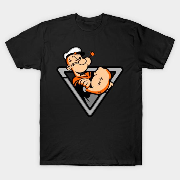 

Men Black Print T-shirt Popeye No-Cut Transfer Paper Print Cotton Tshirt 2XL чорний