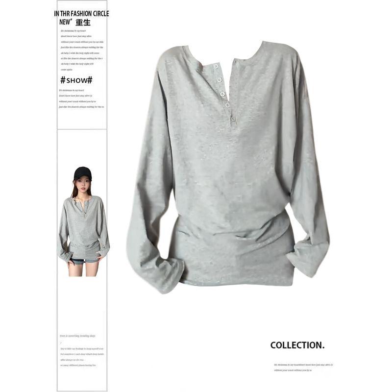 

Slightly Oversized Girls Idle Style Basic Style Batwing Sleeve T-shirt Women s Spring and Summer New Arrival Thin Casual All-Matching Tops Fashion Black Top M