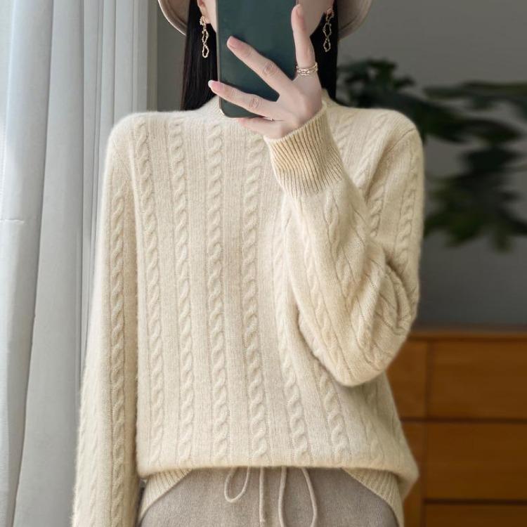 Winter Women Sweater 100% Wool Turtleneck Knit Pullover Thick Jumpers MODERN NEW SAGA Female Knit Tops