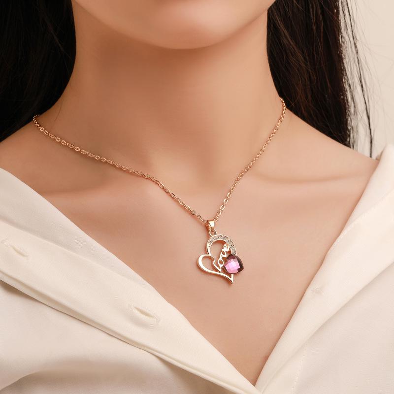 Europäisches & Amerikanisches Trend-Schmuckset: Liebeskette, Ohrringe & Ring - Mode Dreiteiliges Set