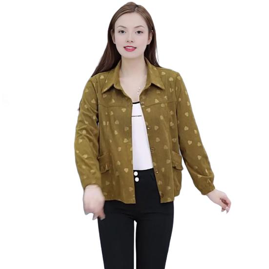 Women's Corduroy Shackets Jacket Oversized Button Down Lapel Coat Casual Long Sleeve Blouses Tops Fall Outerwear