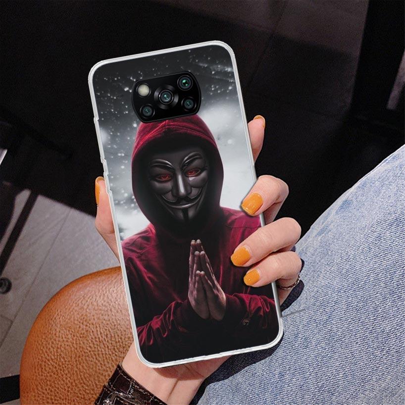 Anonymous V Mask Phone Case For Xiaomi Poco X7 X6 X5 Pro F7 Ultra Redmi 15C 15 13C 13 12C 12 10 10A 10C 9 9A 9C 9T Cover Poco X7