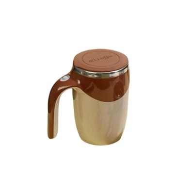 New White Brown Automatic Mixing Cup Portable Rotation Feature Automatic Stirring Coffee Cup Stainless Steel Smart Stirring Mug