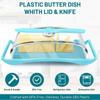 Smørfat med lokk og kniv Ideell for hjemme- og campingsikkert oppvaskmaskin