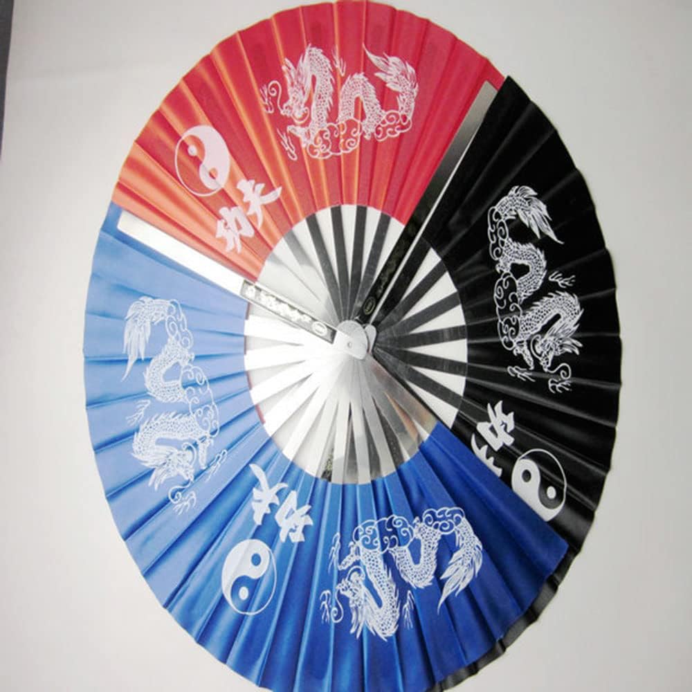 Stainless Steel Tai Chi Fan Decorative Folding Fans Chinese Kung Fu Fan for Performance Dance, Arts Dance, Training, Sports, Decorations, Festival,