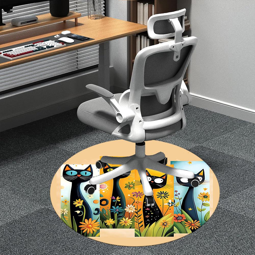 1PC Cat Garden Office Round Area Rug, Mat Suitable ForOffice, Under Office Chairs Bedroom Living Room Home Decor, Room Deco