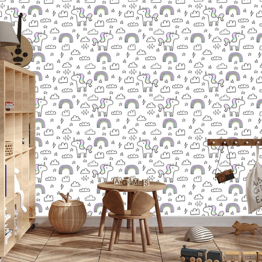 Rainbow Unicorns Wallpaper for Living Room and Bedroom 50x1000