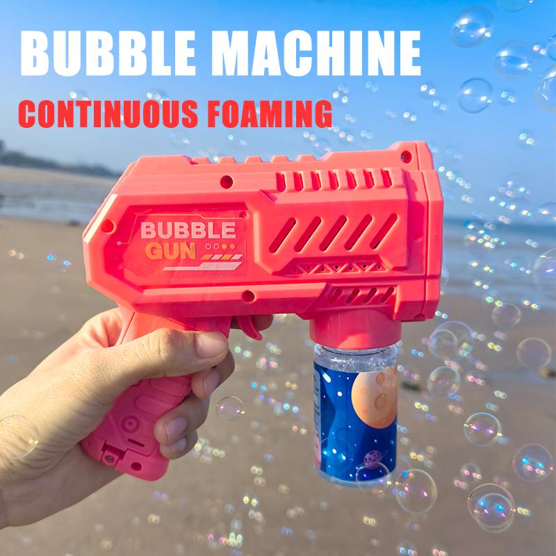 Fully Automatic Bubble Gun Rocket Bubbles Machine Automatic Blower With Bubble Liquid Toy For Kids Beach Outdoor Bubble Gifts