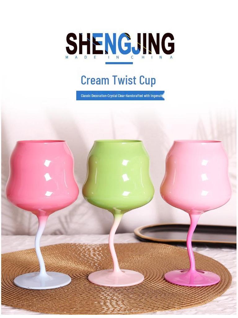 Chinese Style High-Stemmed Macaron Retro Twist Wine Glass