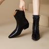 Fashion 2024 Autumn/Winter Women Boots Pointed Toe Med Heel Chelsea Boots Genuine Leather Shoes for Women Western Ankle Boots