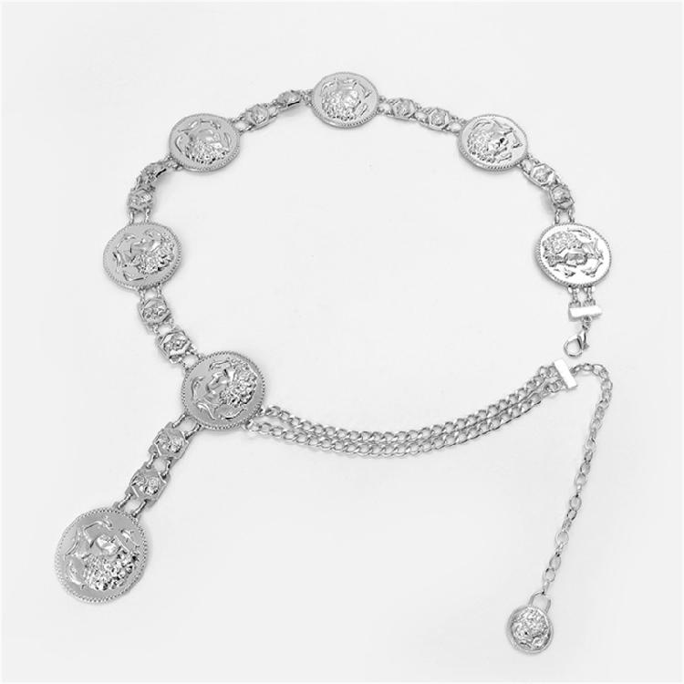 Elegant Waist Belt Aesthetic Head Charm Photo Props Belt for Jeans Dress Belt Body Jewelry Metallic Chain
