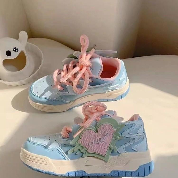 Niche dopamine mandarin duck skateboard shoes women's 2025 summer new versatile ins thick-soled heightening bread shoes