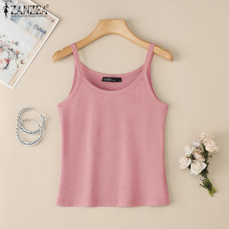 ZANZEA Letní jednobarevné tílko spodní tričko dámská ležérní vesta bez rukávů