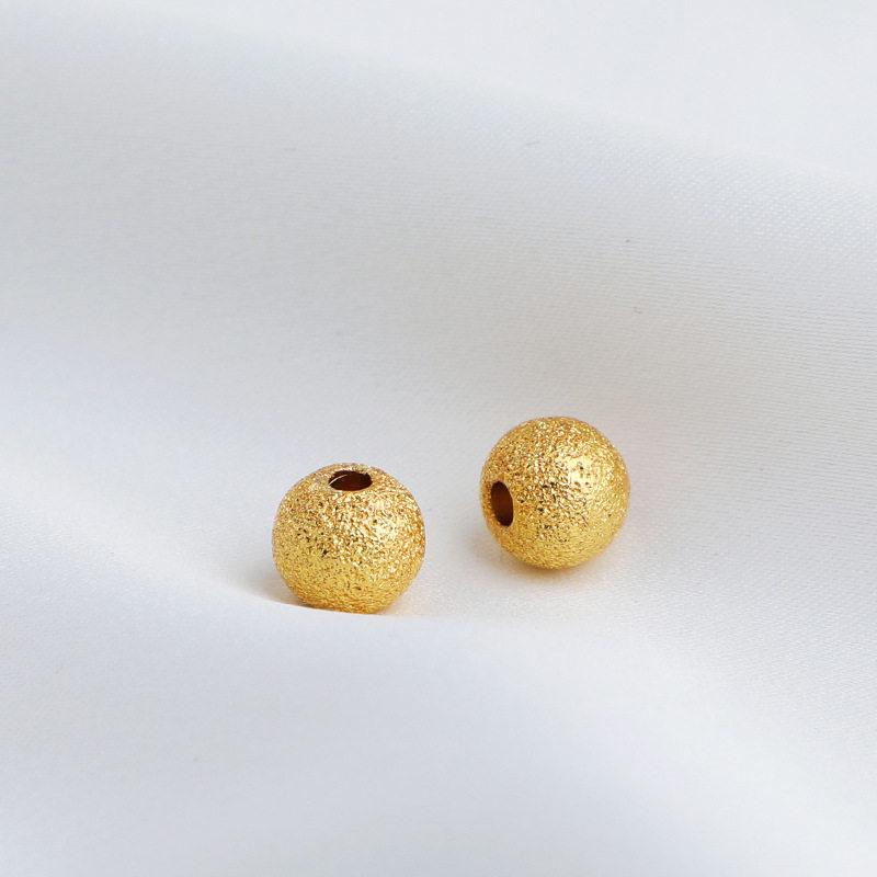 Gold Plated Frosted Round Beads for DIY Handmade Jewelry Spacer Necklace Bracelet