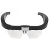 Headband Magnifying Glass Adjustable LED White Light 4 Interchangeable Lenses Head Mount Magnifier