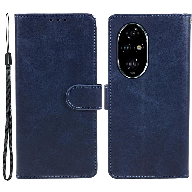 

Чохол для Honor 200 5G зі шкіри теляти з текстурою, чохол-гаманець для телефону зі шнурком Blue