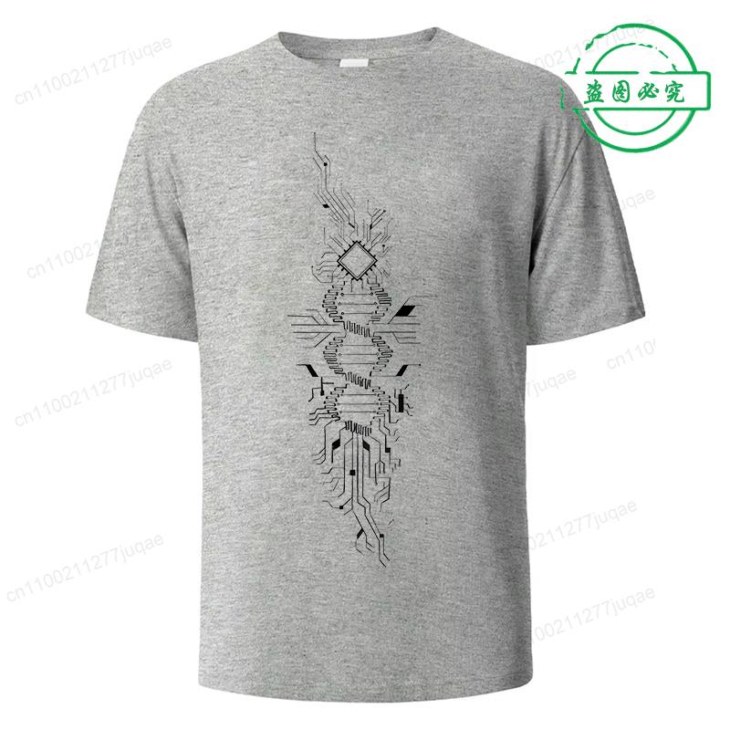

Мужская повседневная футболка с круглым вырезом и короткими рукавами с принтом схемы процессора, модная летняя футболка, обычная футболка 4XL