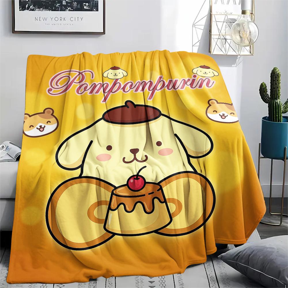 1PC Pompompurin Print Flannel Blanket, High quality All Seasons, Home Decor, Warmth and Comfort, Perfect for Christmas Gifts