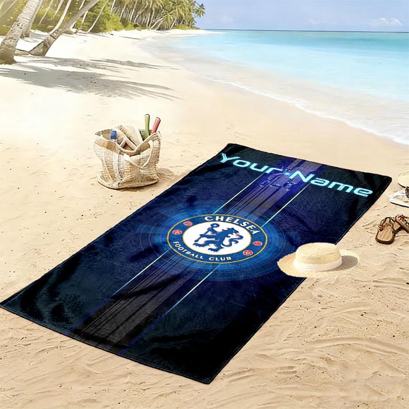 Chelsea F Custom Name Print Beach Towel, Large Soft Quick Dry Towel for Beach Camping Swimming