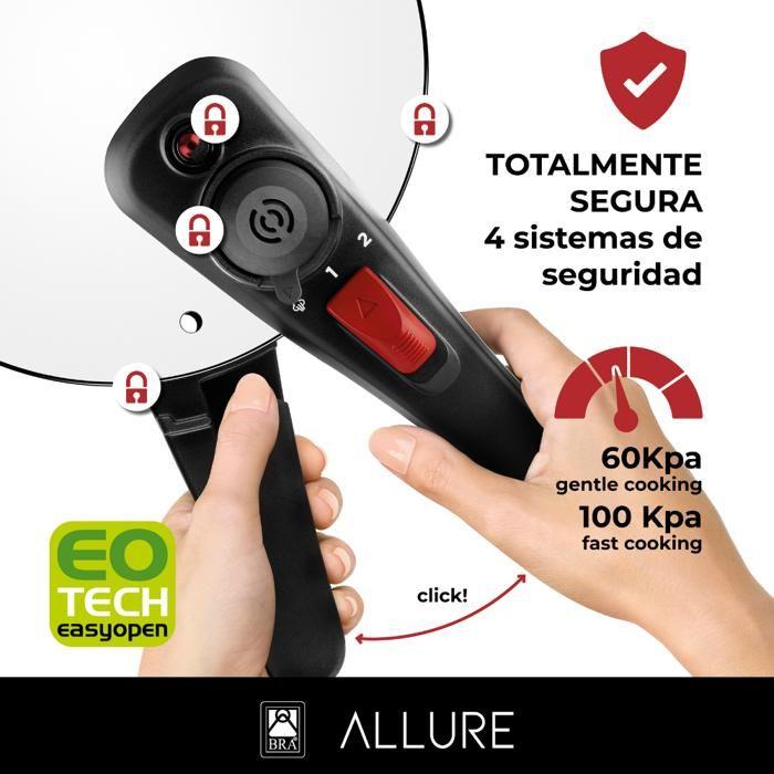 Bra allure | rychlovarný hrnec 6 litrů, vyrobený z nerezové oceli 18/10, se 2 programy vaření a systémem