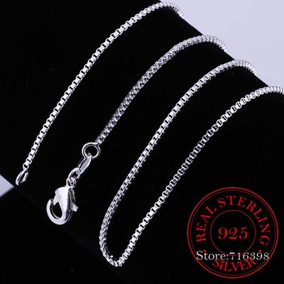 1/1.5/2MM 40cm-60CM Dunne Echte 925 Sterling Zilveren Smalle Doosketting Ketting Dames Meisjes Kinderen Sieraden kolye collares collier