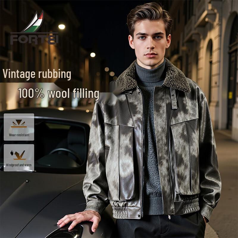 Мужская зимняя утепленная куртка из ПУ-кожи Fù Tíng L