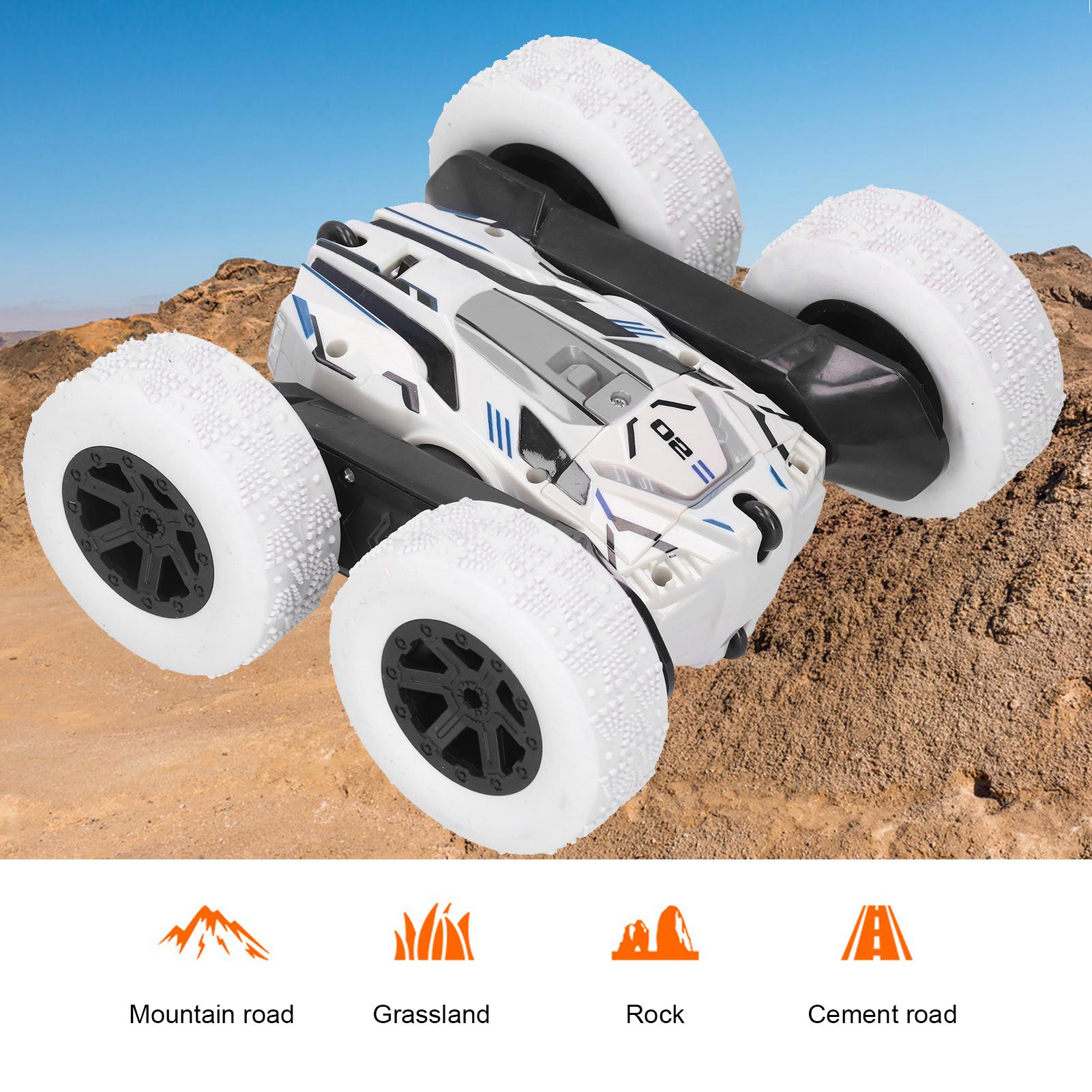 

Children 2.4G Wireless RC Car Double Sided Rotation Drift Remote Control Car Toy Kid Gift(With MusicWhite )