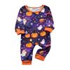 Family Matching Halloween Pajama Set Short Sleeve Top and Pants for Women and Kids