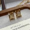 Temperament Geometric Square Design Crystal Niche Unique Charm Necklace Jewelry Fashion Versatile Bracelet Set