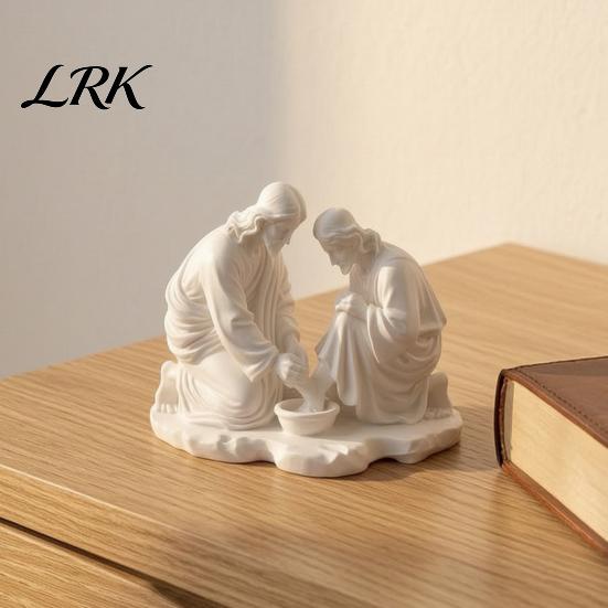 Small Desktop Religious Figurines 3D Printed Foot Washing Figurine Ornament, Statue, Premium Interior Ornaments Spiritual Table Decoration for