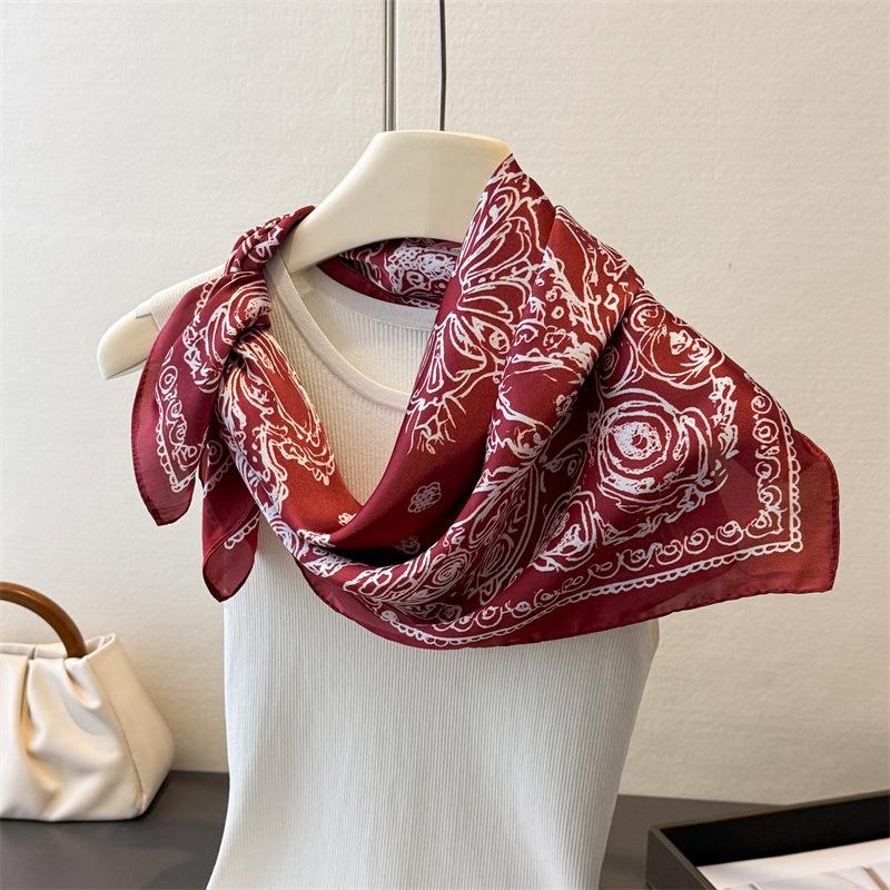 Luxury Brand Paisley Print Shawl Square Scarf for Women Wraps Neckerchief Female Hair Bands Ribbon Headband Bandana