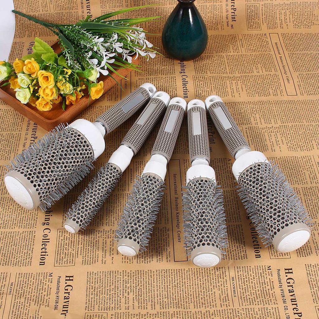 5 Sizes Style Healthy Salon Barber Brushes High Temperature Resistant Ceramic Iron Round Comb