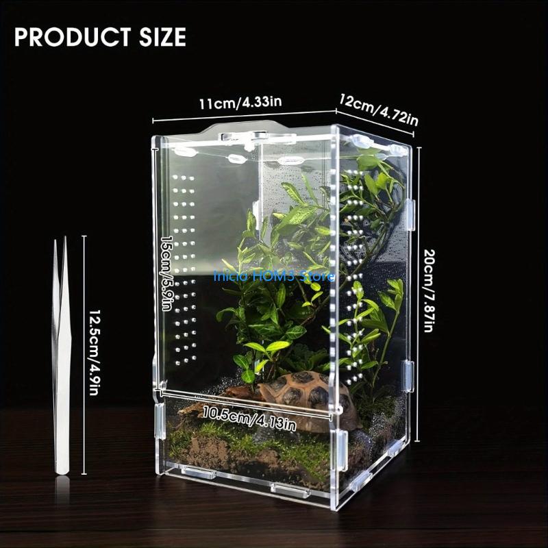 A5YD Acrylic Transparents Feeding Box Reptiles Breeding Box Climbing Pet Terrariums for Turtles Lizards Reptiles Accessories