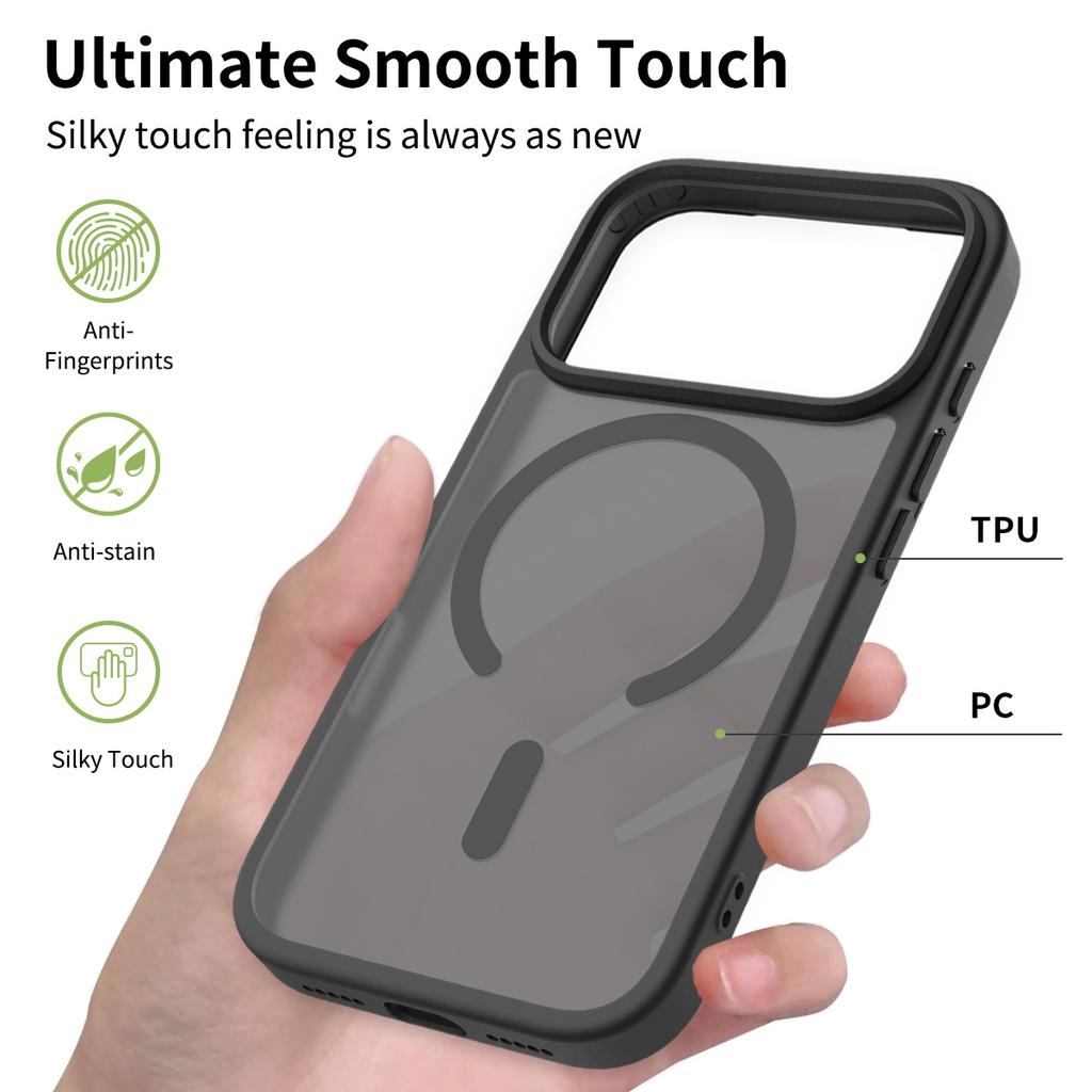 For iPhone 17 Pro Matte Case,Compatible with MagSafe Shockproof Protection Translucent Cover For iPhone 17 Air/17 Pro Max/17
