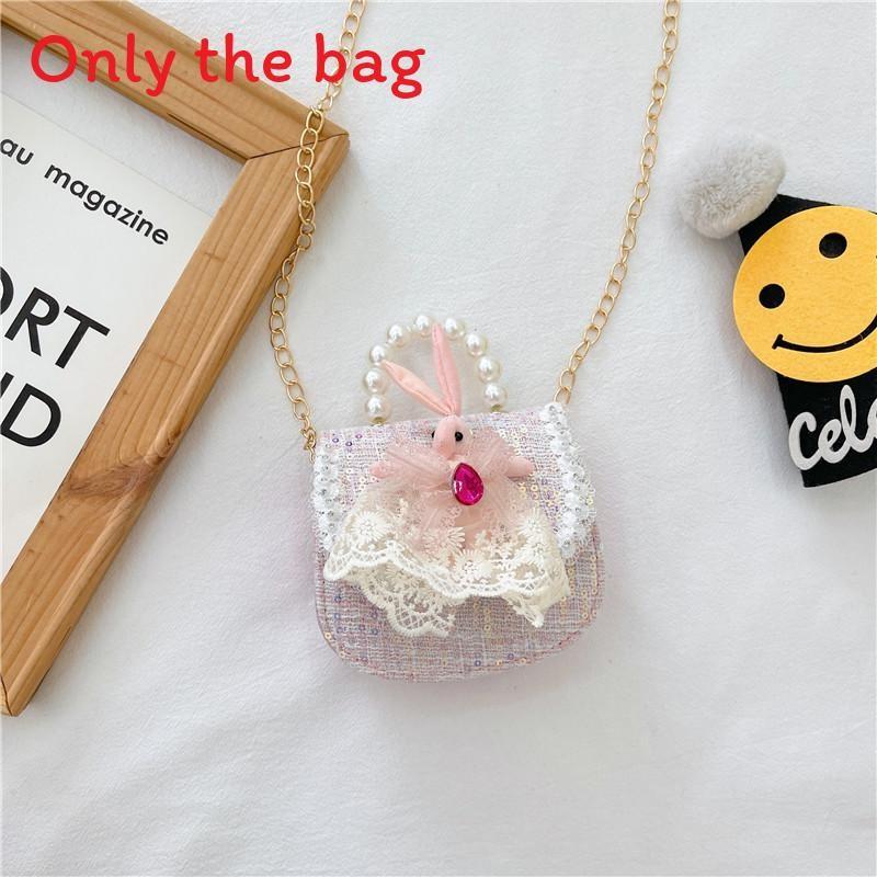 Bag Crossbody Kid With Pearl Handle And Flower Bear Rabbit Decoration