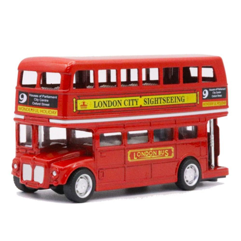 Double Decker Travel Bus Model Simulation Pull Back Vehicle Car Decor Bus Car Model Kids Toy