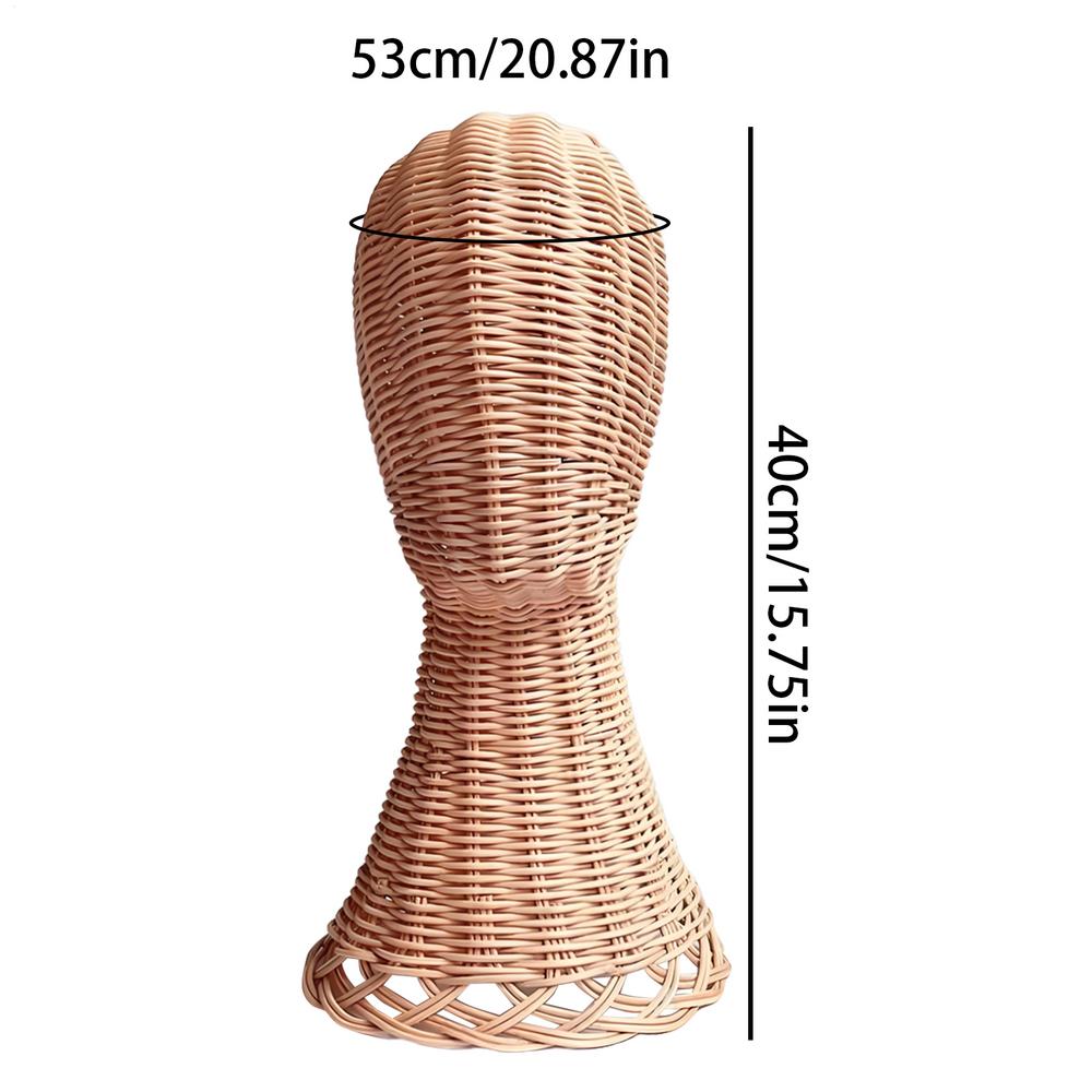 Hat Mannequin Rattan Mannequin Head Scarf Hat Stand Non-Tip Base Organizer Headwear Tabletop Rack For Home Entryway Wardrobe