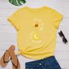 Golden Moon Sun Print Women T Shirt Short Sleeve O Neck Loose Women Tshirt Ladies Tee Shirt Tops Clothes Camisetas Mujer