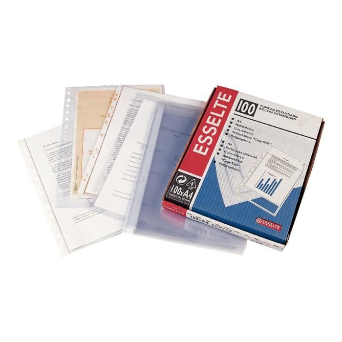 Esselte pochette perforée a4 clair (pack de 100)