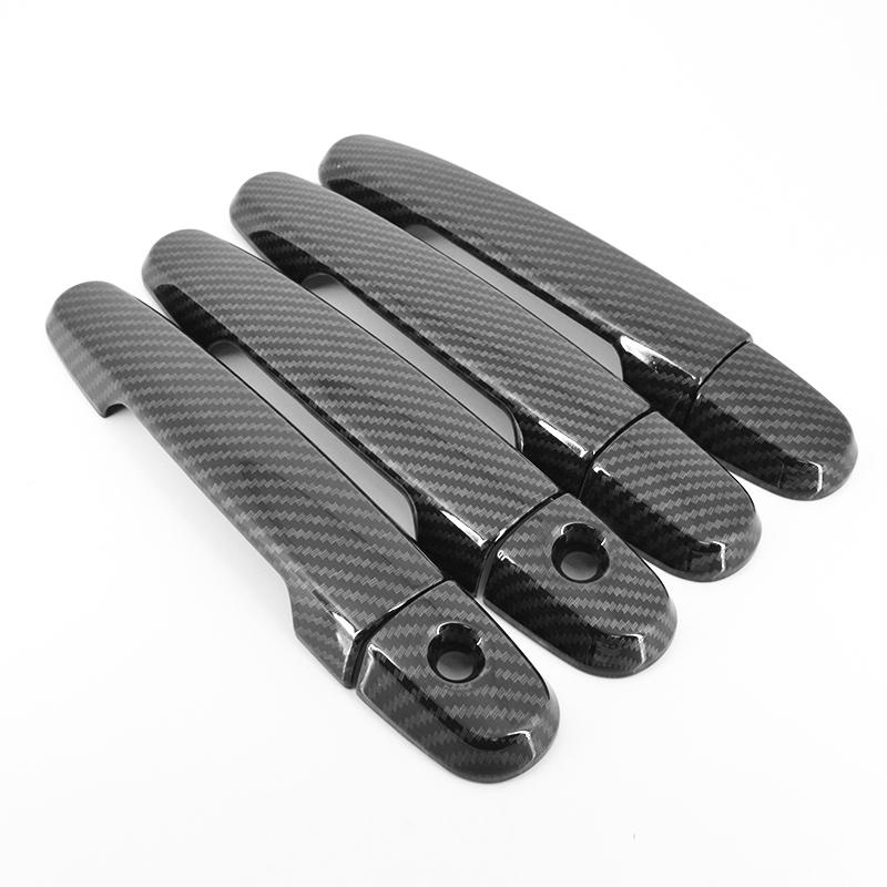 FOR 2014-2017 TOYOTA VIOS black Carbon Fiber Pattern Car Door Handle Cover Trim 2015 2016