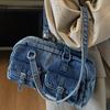 Retro Portable Bowling Bag Women's New Trendy Fashion Armpit Bag Large Capacity Simple Shoulder Bag
