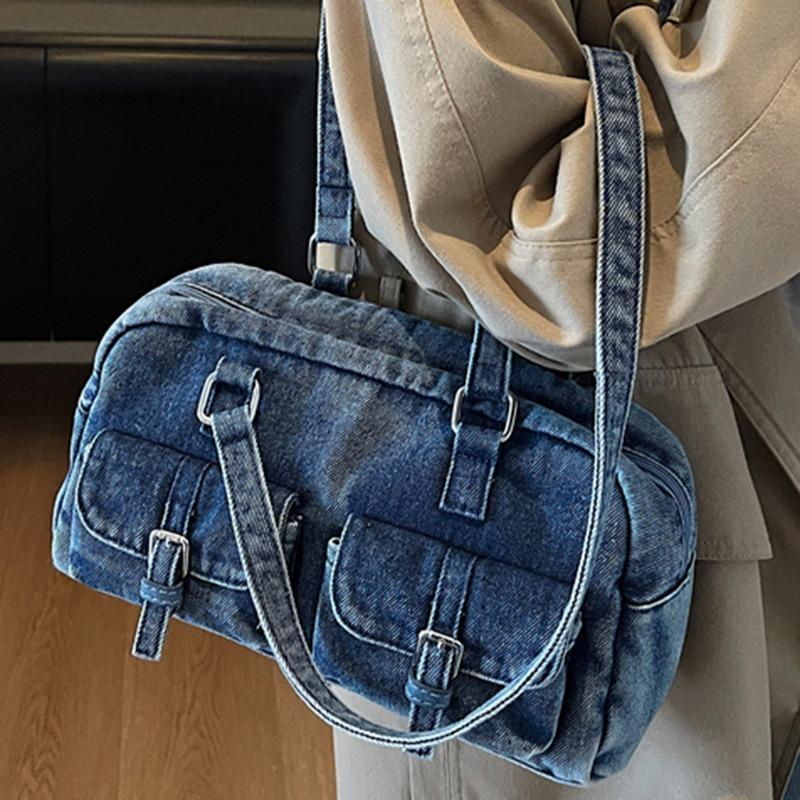 Retro Portable Bowling Bag Women's New Trendy Fashion Armpit Bag Large Capacity Simple Shoulder Bag