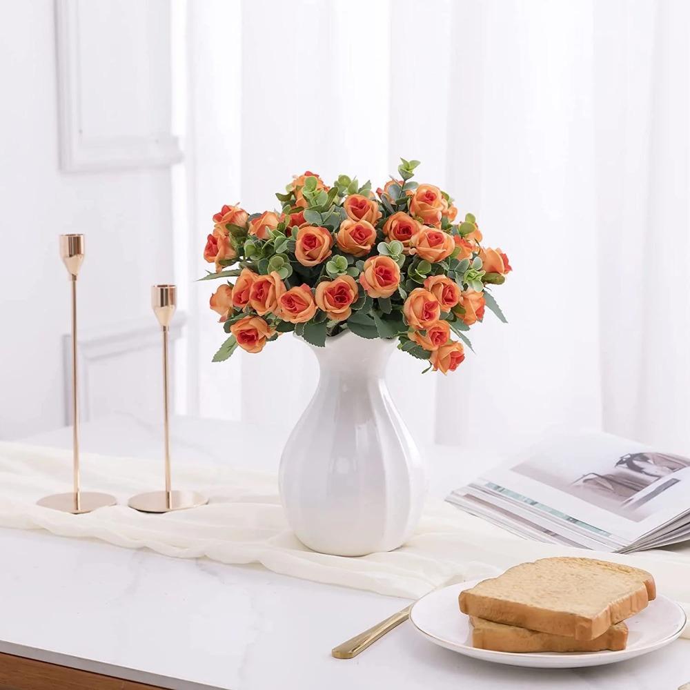 1pz 11 Teste Fiore Artificiale Rosa di Seta Foglie di Eucalipto Bianco Bouquet di Peonie Fiore Finto per Tavolo Matrimonio Festa Vaso Decorazione Casa
