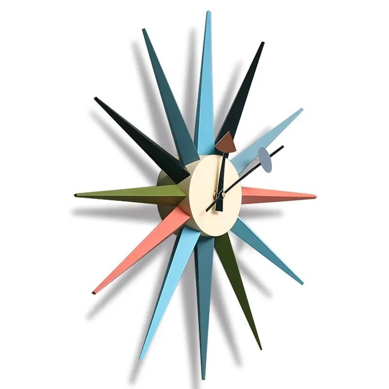 Modern Sun Rays Wall Clock - Creative Contemporary Design, Mute Digital Timepiece, Living Room Home Decoration Accessory, Stylis