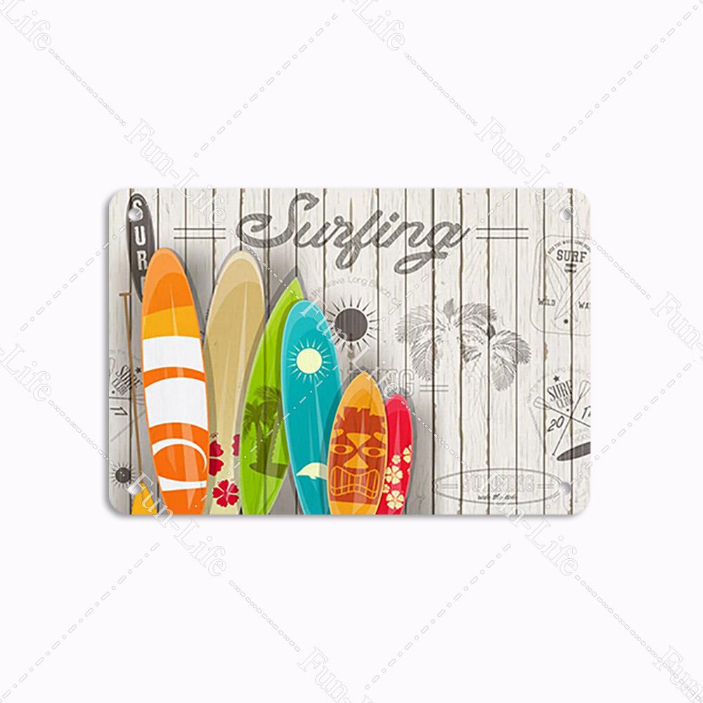 Beach Tin Sign Bar Pub Cafe Shop Wall Surfing Decoration Vintage Metal Art Sticker Poster Home Decor Iron Plate 20x30 cm