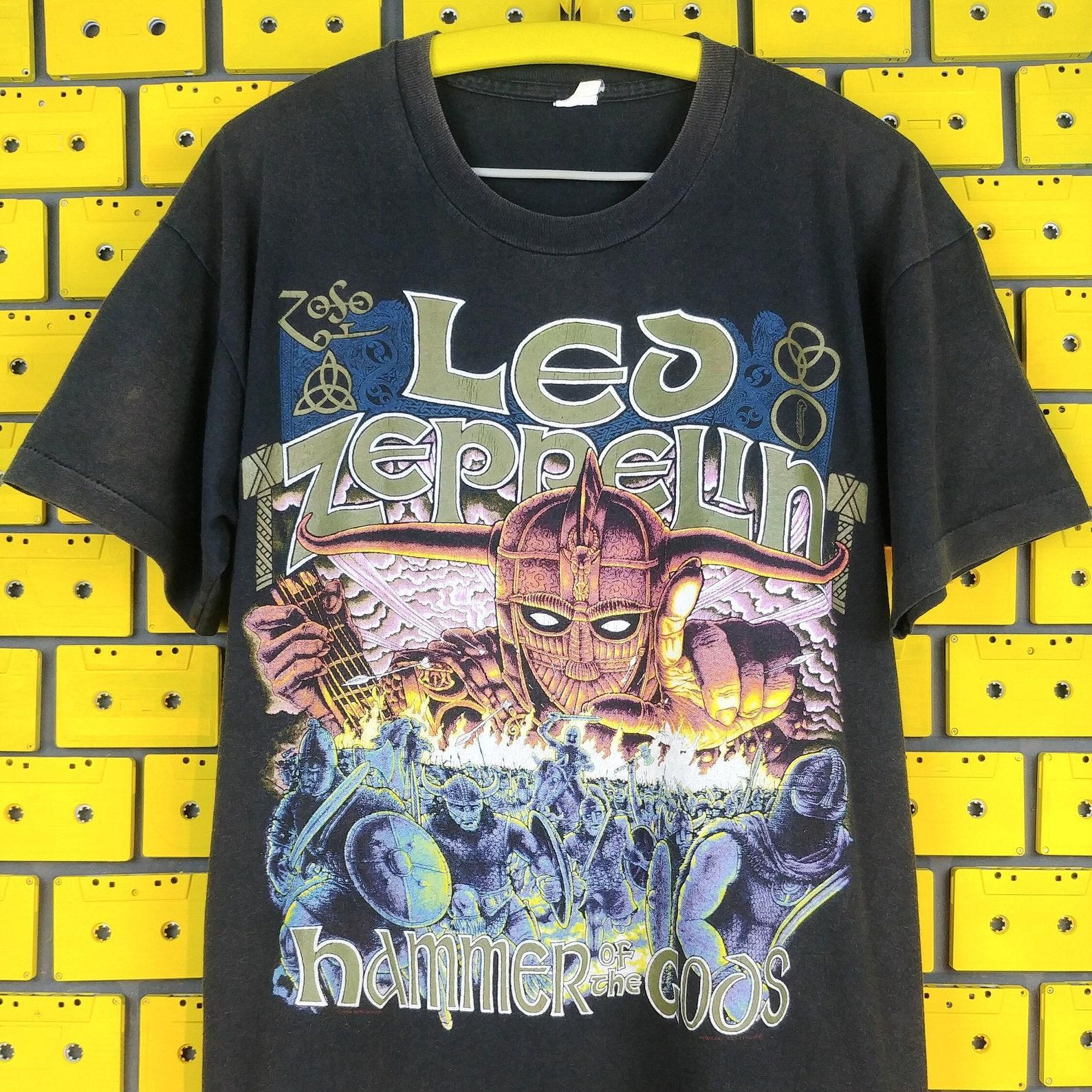 Vintage 1990 Led Zeppelin T shirt Hammer Of Gods English Hard Heavy Blues Folk Rock Band Merch Tee Size L S