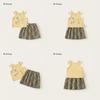 Kids Girl Twopiece Summer Dress Set With Sleeveless Top And Short Skirt For Children 3 To 8